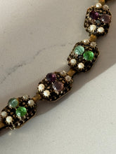Load image into Gallery viewer, Florenza Vintage Gold Plated Gemstone Pearl Bracelet 7”
