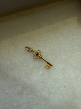 Load image into Gallery viewer, Vintage Blue Enamel 18k Yellow Gold Key Pendant
