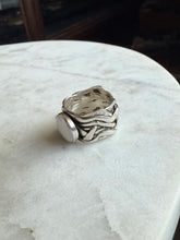 Load image into Gallery viewer, Mother of Pearl Brutalist Sterling Silver Ring
