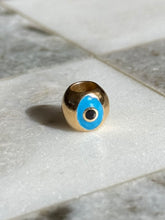 Load image into Gallery viewer, Enamel Evil Eye Solid 18k Gold Spacer Bead Charm
