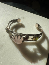 Load image into Gallery viewer, Chunky Rose Quartz Sterling Silver Cuff Bracelet 6.25”
