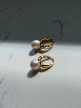 Load image into Gallery viewer, Gold Vermeil Pearl Clicker Hoops
