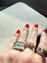 Load image into Gallery viewer, Floral Enamel Sterling Silver Ring Size 9.75
