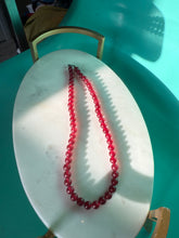 Load image into Gallery viewer, Sterling Silver Maroon Bead Necklace 18”
