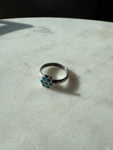 Load image into Gallery viewer, Turquoise Inlay Flower Sterling Silver Vintage Ring Size 6.25

