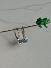 Load image into Gallery viewer, Blue &amp; White Diamond 14k White Gold Earrings
