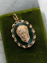 Load image into Gallery viewer, Medusa Vintage 18k Gold Jade &amp; Diamond Pendant
