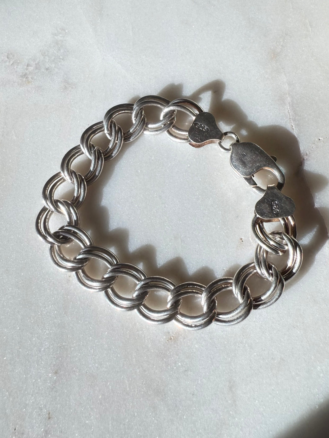 Italian Double Curb Chunky Sterling Silver Bracelet 7”