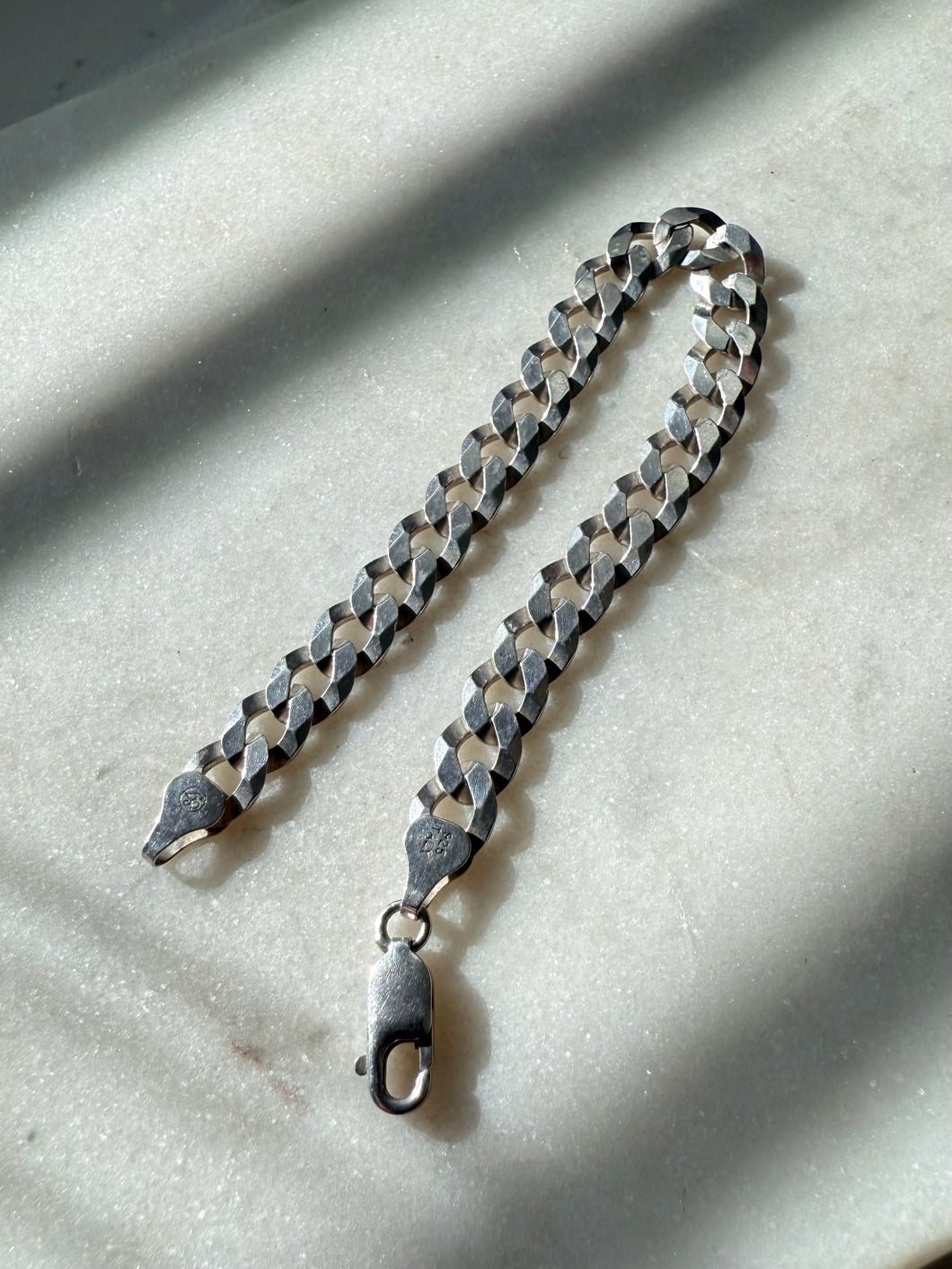 Cuban Curb Link Sterling Silver Bracelet 7”