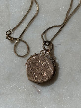 Load image into Gallery viewer, Antique 12k Gold Fill Etched Floral Locket Necklace 18”
