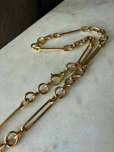 Load image into Gallery viewer, Italian Trombone Link 14k Gold Chain 17”
