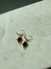 Load image into Gallery viewer, Vintage Tourmaline Heart 14k Yellow Gold Earrings
