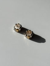 Load image into Gallery viewer, Two-Tone Sterling Silver Ribbed Clicker Hoops
