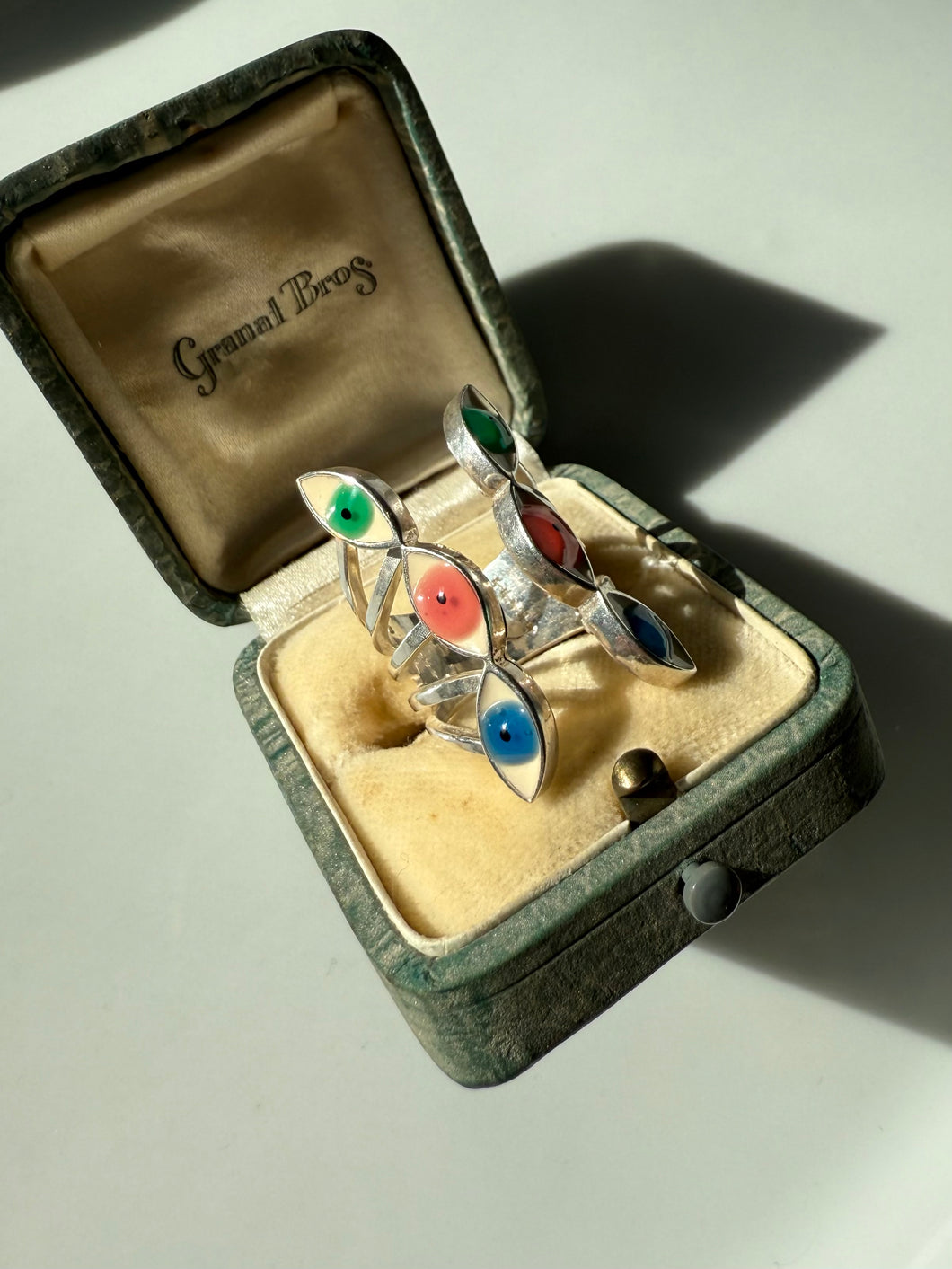 Enamel Evil Eye Sterling Silver Ring Size 5