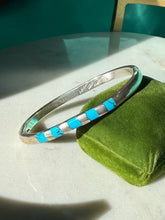 Load image into Gallery viewer, Vintage Mexico Turquoise Inlay Sterling Silver Cuff Bracelet 7”
