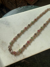 Load image into Gallery viewer, y2k Emerald Ruby Blue Sapphire Gold Vermeil Necklace 17”

