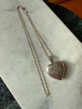 Load image into Gallery viewer, Vintage Etched Heart Locket Sterling Silver Necklace 23”
