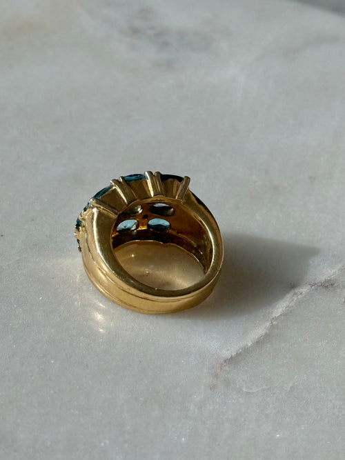 Blue Topaz Gold Vermeil Chunky Ring Size 4.75
