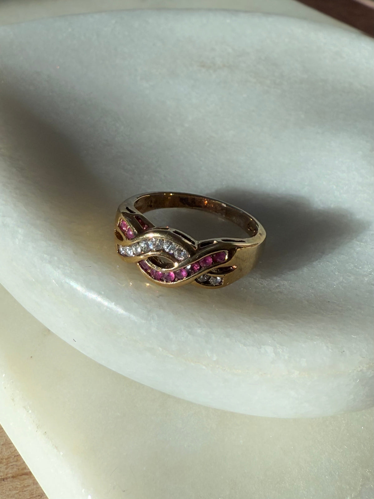 Ruby & Quartz Gold Vermeil Ring Size 8