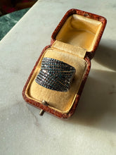 Load image into Gallery viewer, Blue Diamond Sterling Silver Wide Ring Size 6.25

