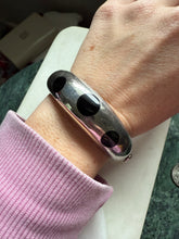 Load image into Gallery viewer, Mexico Modernist Black Onyx Inlay Solid Sterling Bangle Bracelet 6.75”
