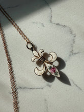 Load image into Gallery viewer, Antique 1/20 12k Gold Filled Guilloche Enamel Fleur De Lis Necklace
