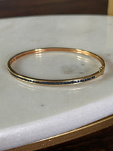Load image into Gallery viewer, Vintage Princess Cut Natural Blue Sapphire 14k Yellow Gold Bangle Bracelet
