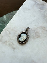 Load image into Gallery viewer, Black Onyx &amp; Mother of Pearl Sterling Silver Cameo Pendant
