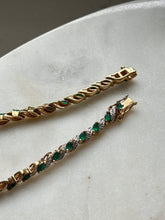 Load image into Gallery viewer, Lab Grown Emerald Gold Vermeil Tennis Bracelet 7.75”
