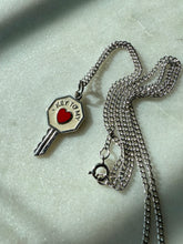 Load image into Gallery viewer, Enamel Key To My Heart Sterling Silver Necklace 18”
