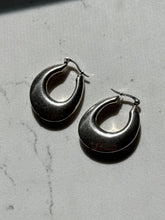 Load image into Gallery viewer, Vintage Sterling Silver Oblong Hoop Earrings
