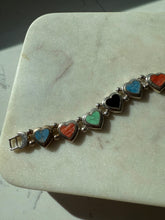 Load image into Gallery viewer, Vintage Sterling Silver Heart Bracelet 7.5”
