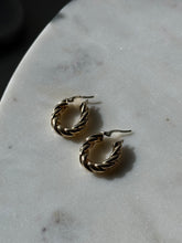 Load image into Gallery viewer, Italian Vintage Twisted 14k Yellow Gold Hoops
