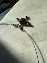 Load image into Gallery viewer, Labradorite &amp; Garnet Sterling Silver Torque Necklace 18”
