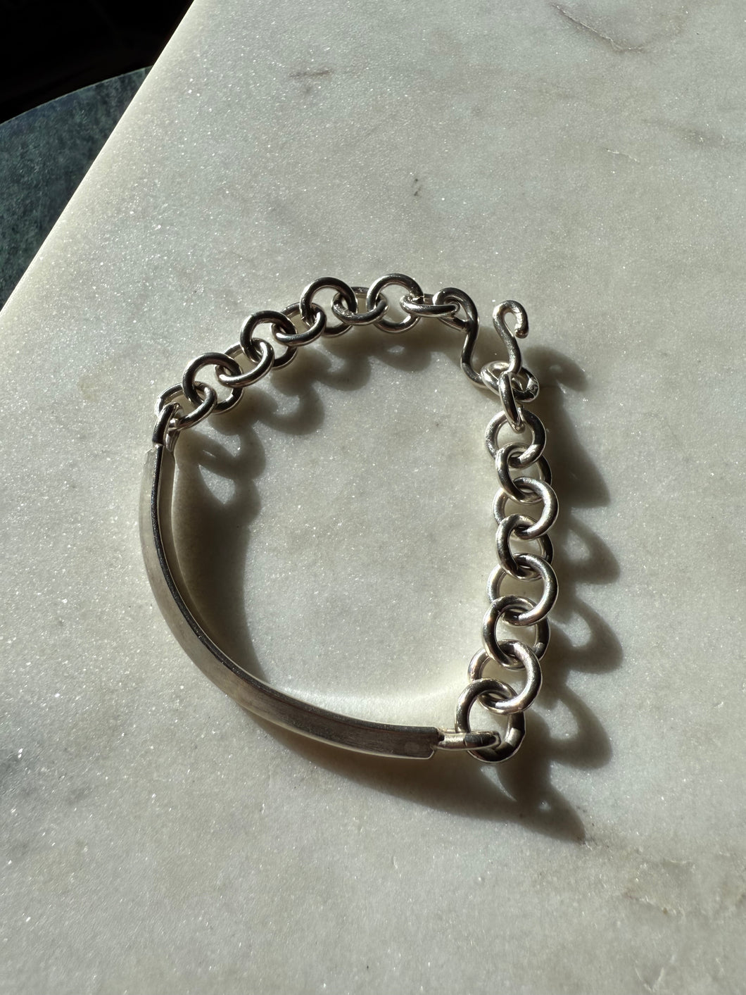 Chunky Solid Sterling Silver Curb Bracelet 7.25”
