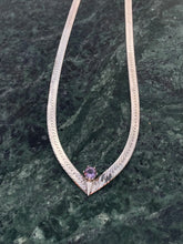 Load image into Gallery viewer, Herringbone Purple Stone Vintage Sterling Silver Necklace
