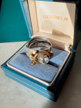 Load image into Gallery viewer, Vintage Blue Topaz Sterling Silver &amp; Brass Ring Size 8
