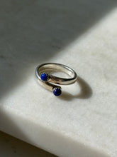Load image into Gallery viewer, Vintage Lapis Sterling Silver Bypass Ring Size 7
