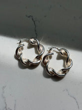 Load image into Gallery viewer, Vintage Twisted Sterling Silver Hoop Earrings
