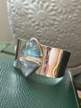Load image into Gallery viewer, Moonstone Chunky Solid Sterling Silver Thick Width Bracelet
