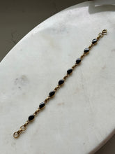Load image into Gallery viewer, Midcentury Black Onyx Gold Fill Bracelet 7.5”
