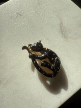 Load image into Gallery viewer, Vintage Black Enamel Gold Plated Panther Brooch
