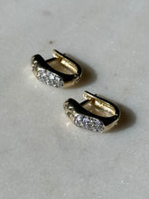 Load image into Gallery viewer, Vintage Solid 10k Gold CZ Hoops
