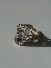 Load image into Gallery viewer, Vintage Two-Tone Diamond 14k Gold ‘J’ Initial Ring Size 6.75

