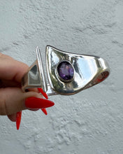 Load image into Gallery viewer, Chunky Purple Sterling Silver Hinged Cuff Bracelet

