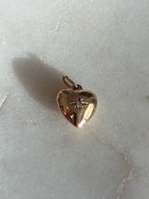 Load image into Gallery viewer, Starburst Diamond Mini Heart Charm 14k Gold
