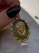 Load image into Gallery viewer, Medusa Vintage 18k Gold Jade &amp; Diamond Pendant
