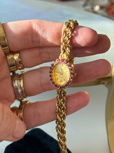 Load image into Gallery viewer, Vintage Geneve Goldtone Ruby Watch
