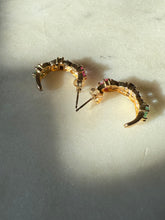 Load image into Gallery viewer, Ruby Emerald Blue Sapphire Gold Vermeil Half Hoops
