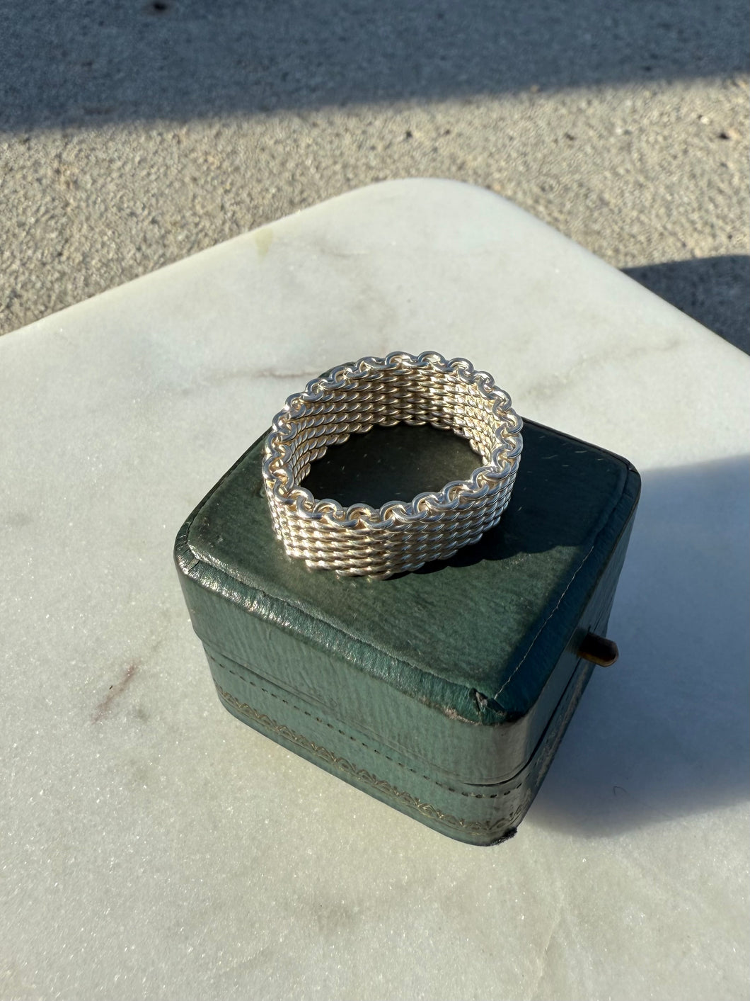 Mesh Link Sterling Silver Ring Size 10.25